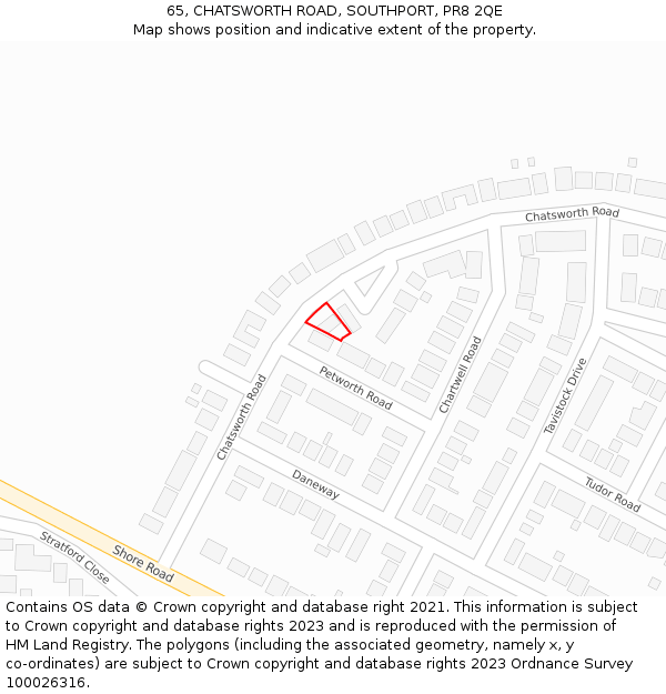 65, CHATSWORTH ROAD, SOUTHPORT, PR8 2QE: Location map and indicative extent of plot