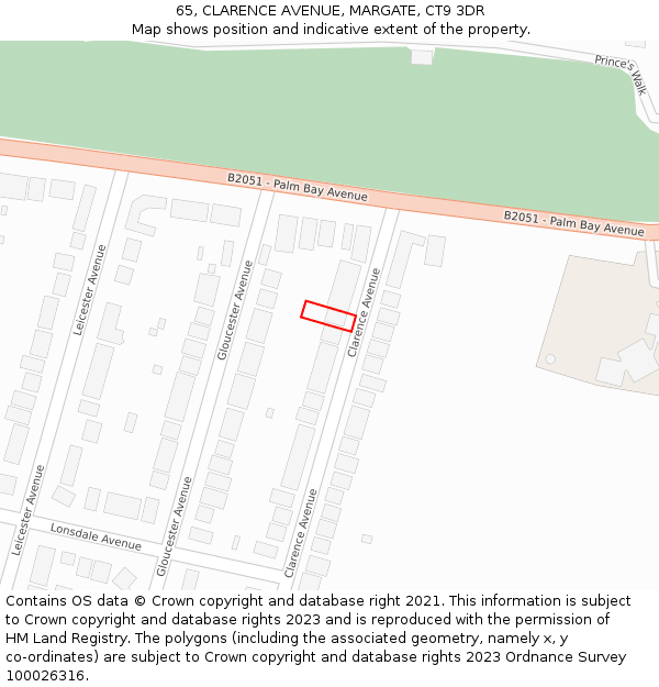 65, CLARENCE AVENUE, MARGATE, CT9 3DR: Location map and indicative extent of plot