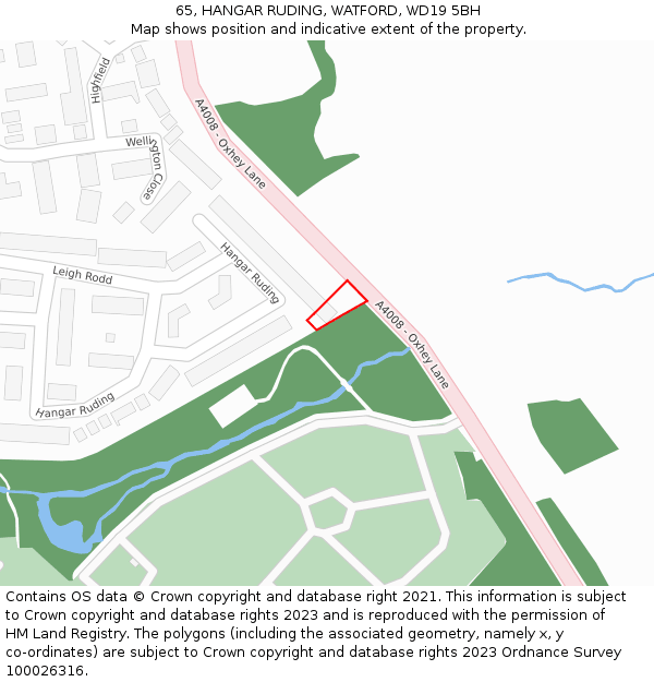 65, HANGAR RUDING, WATFORD, WD19 5BH: Location map and indicative extent of plot