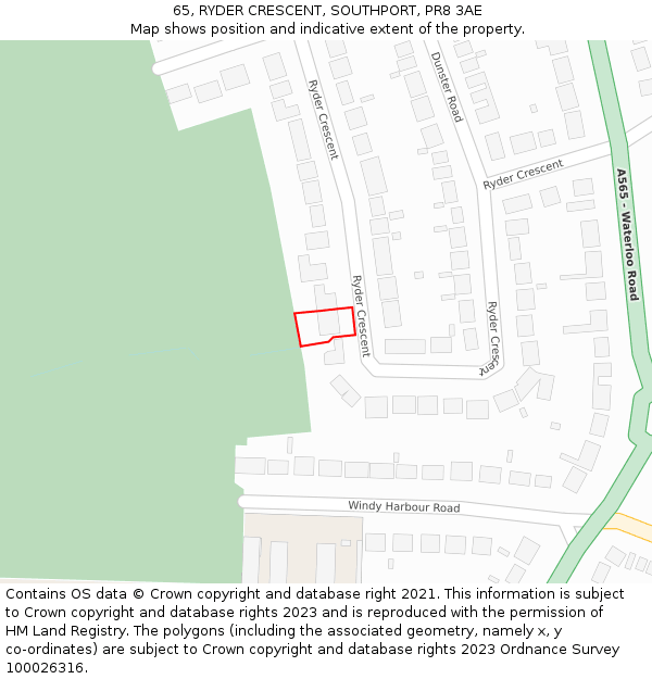 65, RYDER CRESCENT, SOUTHPORT, PR8 3AE: Location map and indicative extent of plot