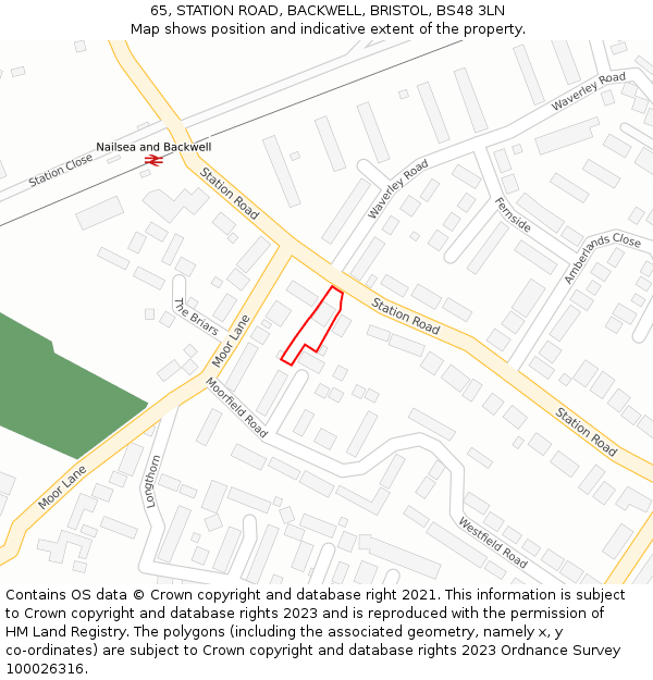 65, STATION ROAD, BACKWELL, BRISTOL, BS48 3LN: Location map and indicative extent of plot