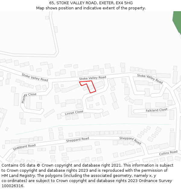 65, STOKE VALLEY ROAD, EXETER, EX4 5HG: Location map and indicative extent of plot