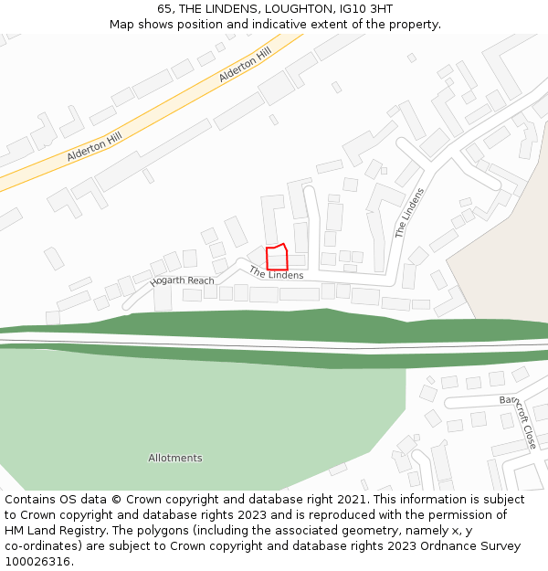 65, THE LINDENS, LOUGHTON, IG10 3HT: Location map and indicative extent of plot