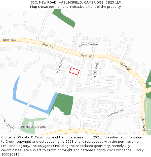 65C, NEW ROAD, HASLINGFIELD, CAMBRIDGE, CB23 1LP: Location map and indicative extent of plot