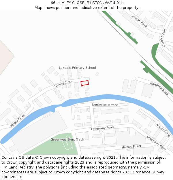 66, HIMLEY CLOSE, BILSTON, WV14 0LL: Location map and indicative extent of plot