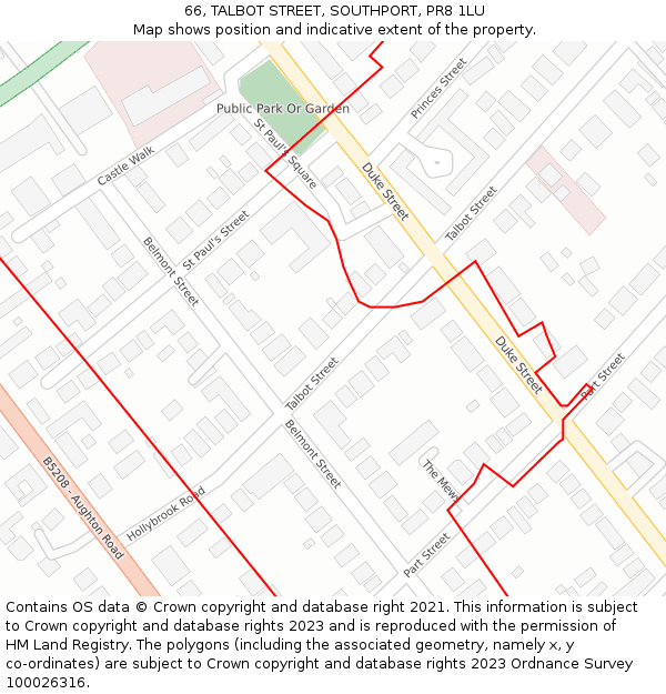 66, TALBOT STREET, SOUTHPORT, PR8 1LU: Location map and indicative extent of plot