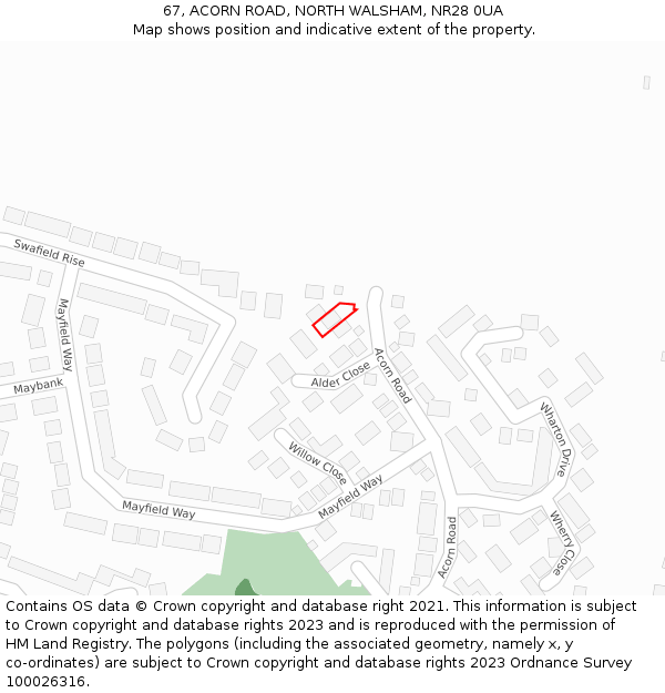 67, ACORN ROAD, NORTH WALSHAM, NR28 0UA: Location map and indicative extent of plot