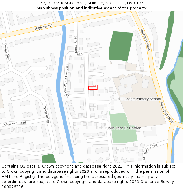 67, BERRY MAUD LANE, SHIRLEY, SOLIHULL, B90 1BY: Location map and indicative extent of plot