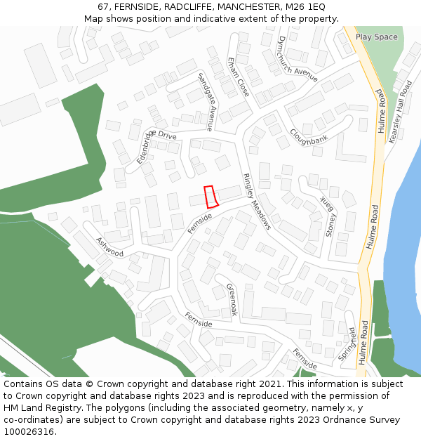 67, FERNSIDE, RADCLIFFE, MANCHESTER, M26 1EQ: Location map and indicative extent of plot