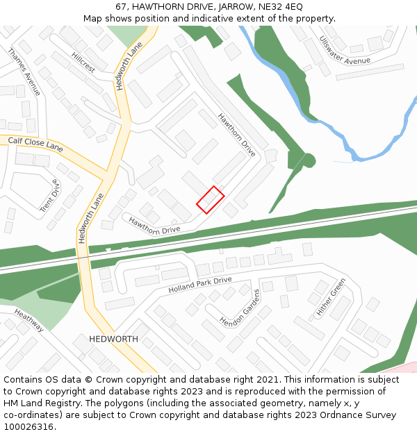 67, HAWTHORN DRIVE, JARROW, NE32 4EQ: Location map and indicative extent of plot