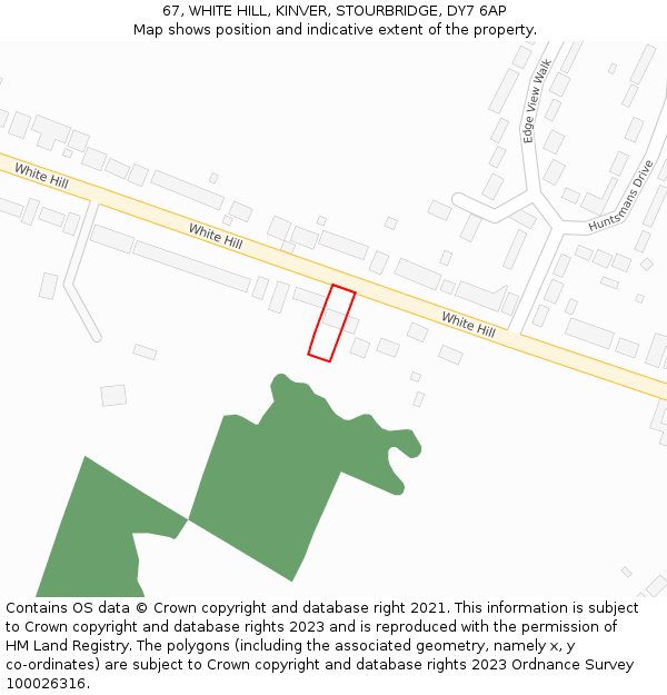 67, WHITE HILL, KINVER, STOURBRIDGE, DY7 6AP: Location map and indicative extent of plot