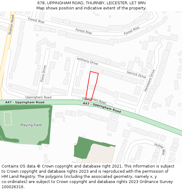 678, UPPINGHAM ROAD, THURNBY, LEICESTER, LE7 9RN: Location map and indicative extent of plot