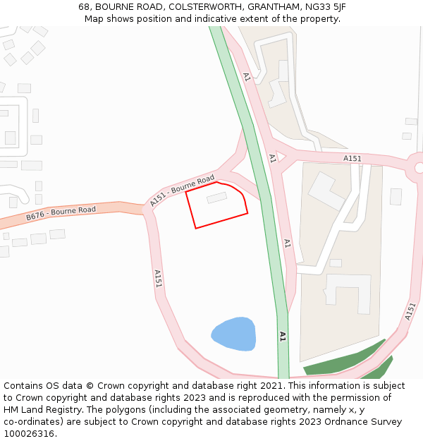 68, BOURNE ROAD, COLSTERWORTH, GRANTHAM, NG33 5JF: Location map and indicative extent of plot