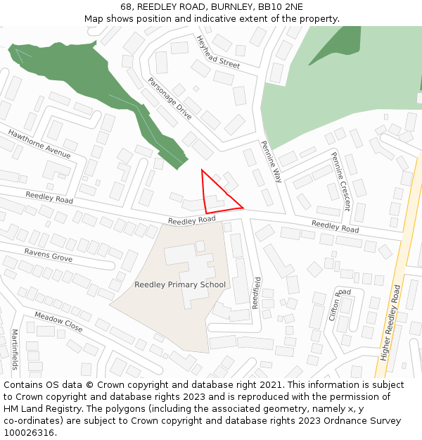 68, REEDLEY ROAD, BURNLEY, BB10 2NE: Location map and indicative extent of plot