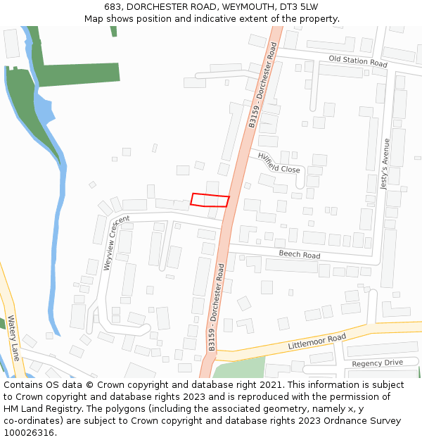 683, DORCHESTER ROAD, WEYMOUTH, DT3 5LW: Location map and indicative extent of plot