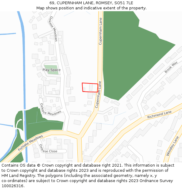 69, CUPERNHAM LANE, ROMSEY, SO51 7LE: Location map and indicative extent of plot