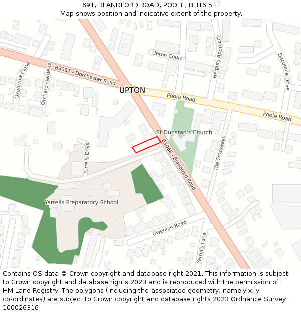 691, BLANDFORD ROAD, POOLE, BH16 5ET: Location map and indicative extent of plot