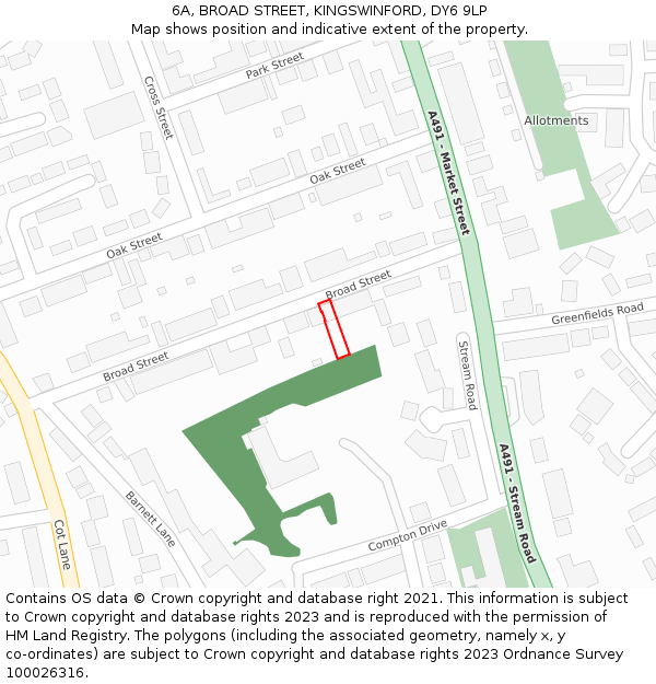 6A, BROAD STREET, KINGSWINFORD, DY6 9LP: Location map and indicative extent of plot