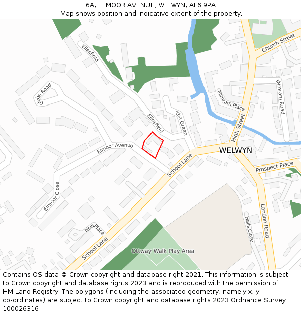 6A, ELMOOR AVENUE, WELWYN, AL6 9PA: Location map and indicative extent of plot