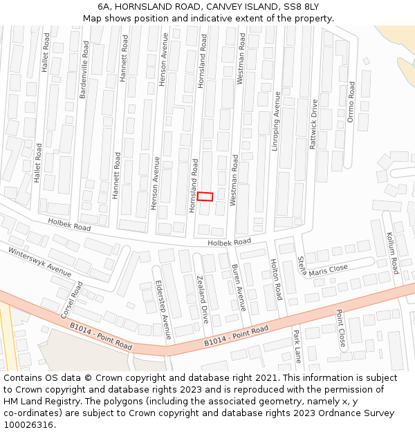 6A, HORNSLAND ROAD, CANVEY ISLAND, SS8 8LY: Location map and indicative extent of plot