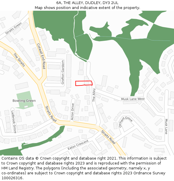 6A, THE ALLEY, DUDLEY, DY3 2UL: Location map and indicative extent of plot