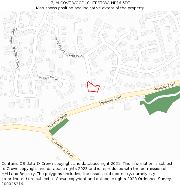 7, ALCOVE WOOD, CHEPSTOW, NP16 6DT: Location map and indicative extent of plot