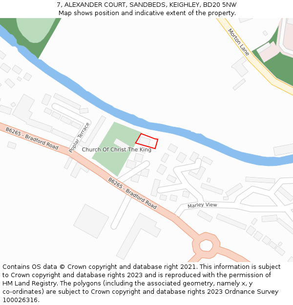 7, ALEXANDER COURT, SANDBEDS, KEIGHLEY, BD20 5NW: Location map and indicative extent of plot