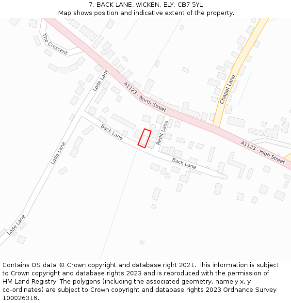 7, BACK LANE, WICKEN, ELY, CB7 5YL: Location map and indicative extent of plot