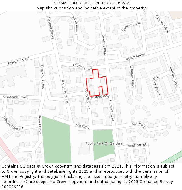 7, BAMFORD DRIVE, LIVERPOOL, L6 2AZ: Location map and indicative extent of plot