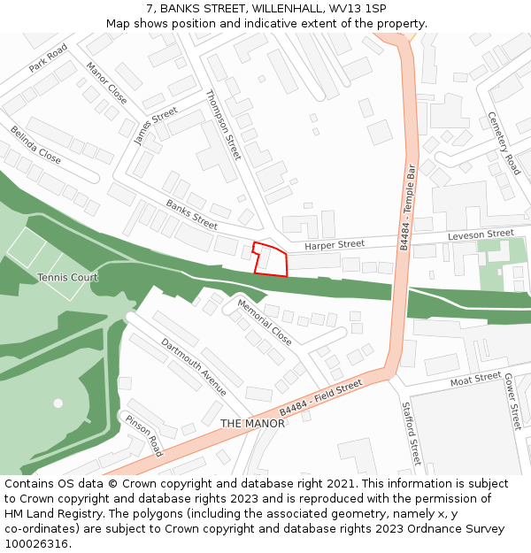 7, BANKS STREET, WILLENHALL, WV13 1SP: Location map and indicative extent of plot