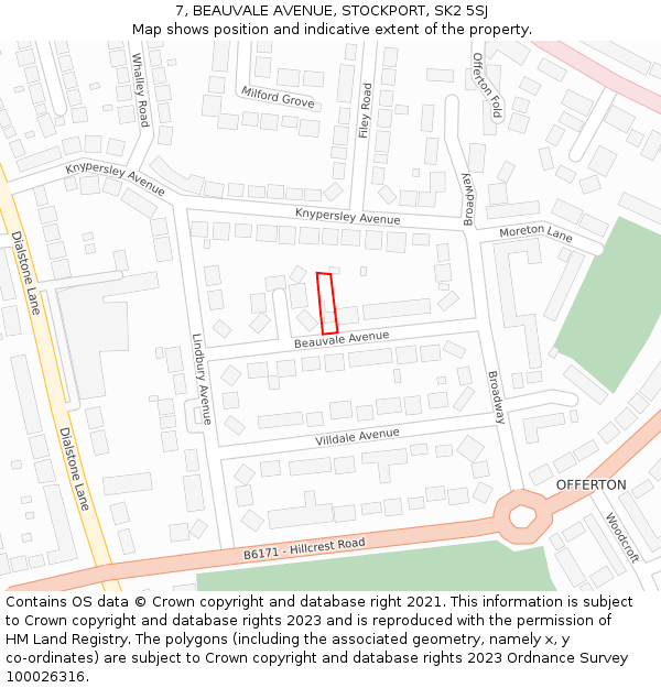 7, BEAUVALE AVENUE, STOCKPORT, SK2 5SJ: Location map and indicative extent of plot