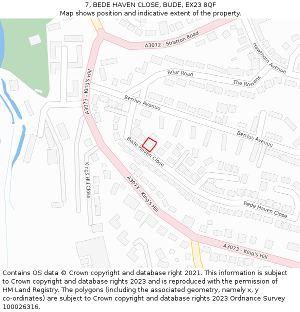 7, BEDE HAVEN CLOSE, BUDE, EX23 8QF: Location map and indicative extent of plot