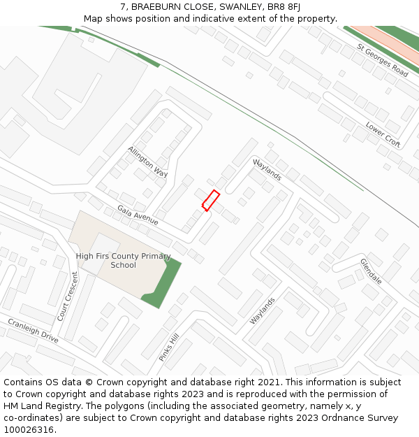 7, BRAEBURN CLOSE, SWANLEY, BR8 8FJ: Location map and indicative extent of plot