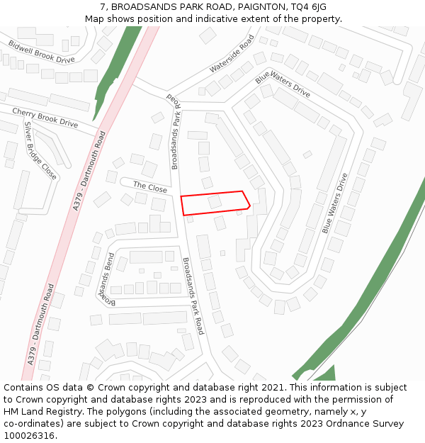 7, BROADSANDS PARK ROAD, PAIGNTON, TQ4 6JG: Location map and indicative extent of plot