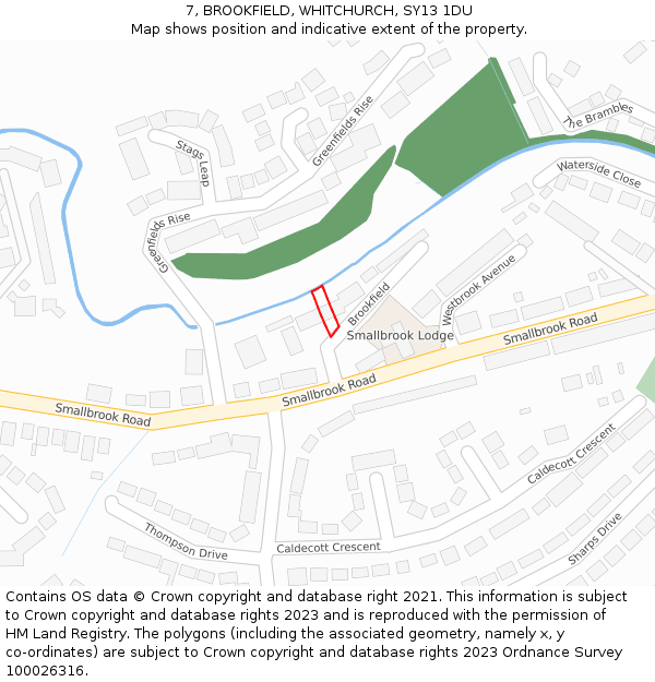 7, BROOKFIELD, WHITCHURCH, SY13 1DU: Location map and indicative extent of plot