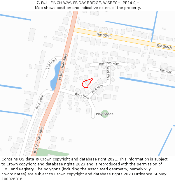 7, BULLFINCH WAY, FRIDAY BRIDGE, WISBECH, PE14 0JH: Location map and indicative extent of plot