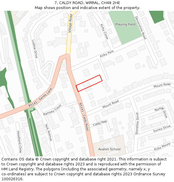 7, CALDY ROAD, WIRRAL, CH48 2HE: Location map and indicative extent of plot