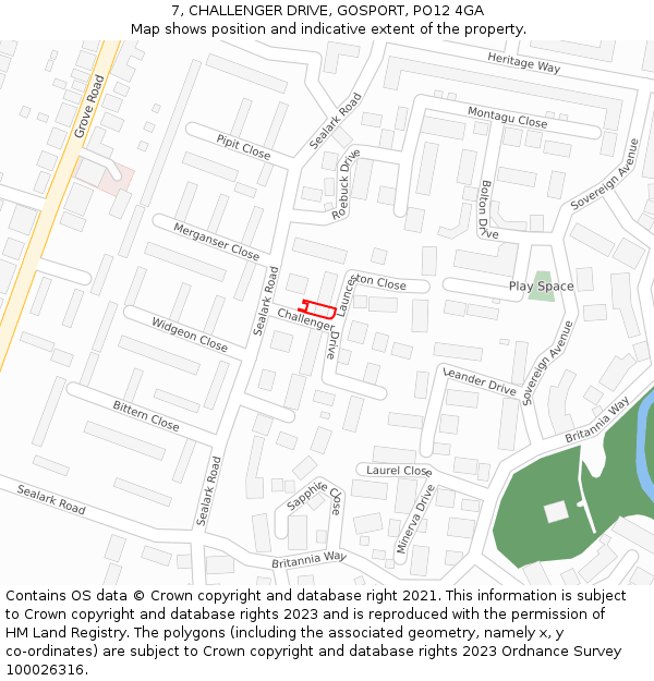 7, CHALLENGER DRIVE, GOSPORT, PO12 4GA: Location map and indicative extent of plot