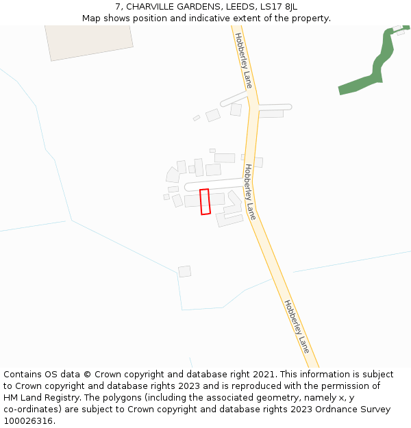 7, CHARVILLE GARDENS, LEEDS, LS17 8JL: Location map and indicative extent of plot