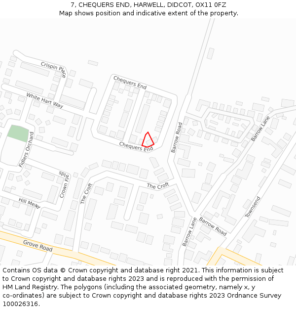 7, CHEQUERS END, HARWELL, DIDCOT, OX11 0FZ: Location map and indicative extent of plot