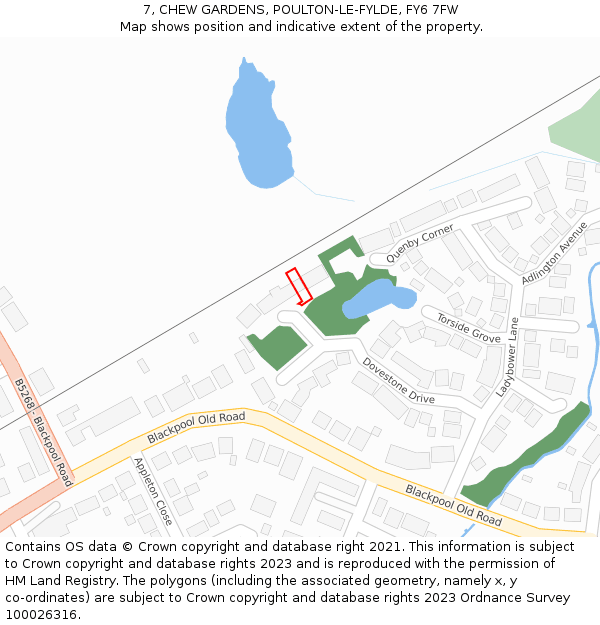 7, CHEW GARDENS, POULTON-LE-FYLDE, FY6 7FW: Location map and indicative extent of plot