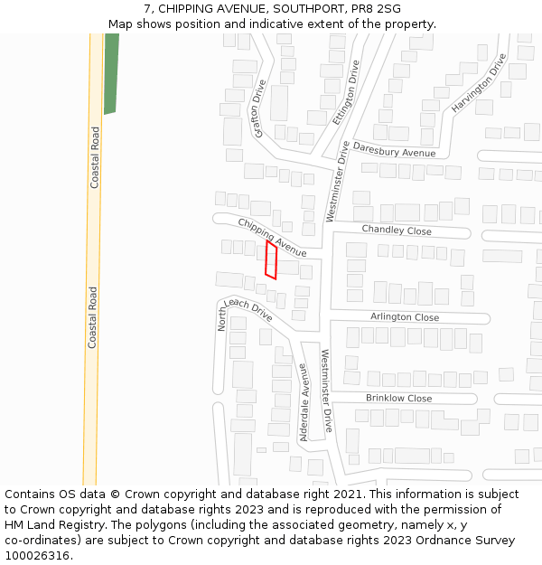 7, CHIPPING AVENUE, SOUTHPORT, PR8 2SG: Location map and indicative extent of plot