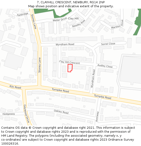 7, CLAYHILL CRESCENT, NEWBURY, RG14 2NP: Location map and indicative extent of plot