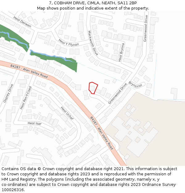 7, COBHAM DRIVE, CIMLA, NEATH, SA11 2BP: Location map and indicative extent of plot