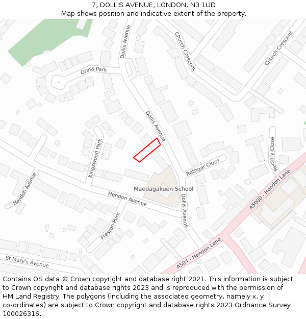 7, DOLLIS AVENUE, LONDON, N3 1UD: Location map and indicative extent of plot