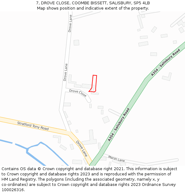 7, DROVE CLOSE, COOMBE BISSETT, SALISBURY, SP5 4LB: Location map and indicative extent of plot