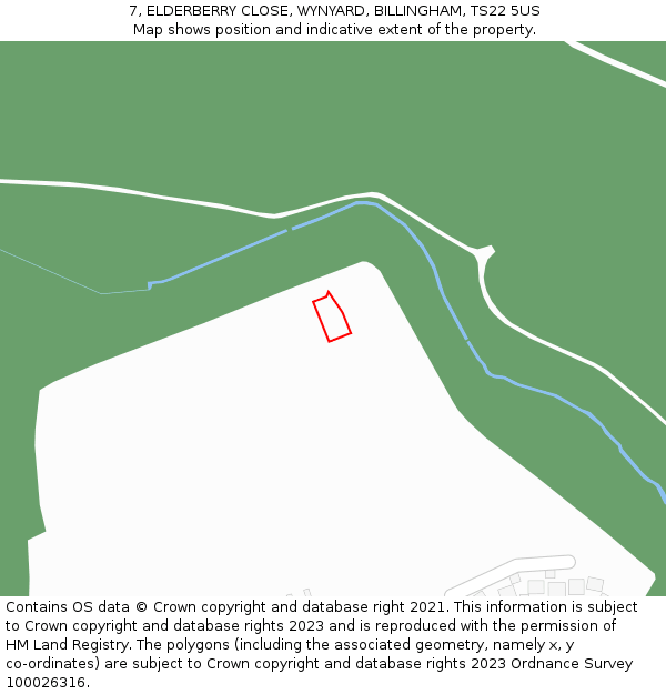 7, ELDERBERRY CLOSE, WYNYARD, BILLINGHAM, TS22 5US: Location map and indicative extent of plot