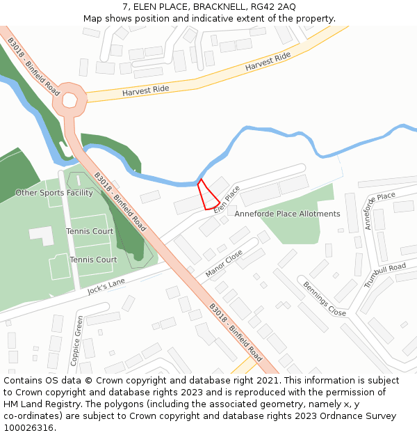 7, ELEN PLACE, BRACKNELL, RG42 2AQ: Location map and indicative extent of plot