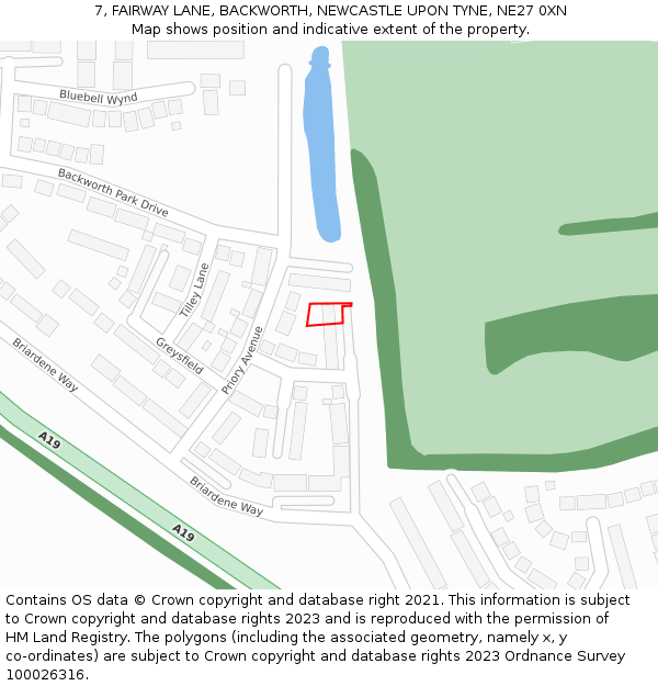 7, FAIRWAY LANE, BACKWORTH, NEWCASTLE UPON TYNE, NE27 0XN: Location map and indicative extent of plot