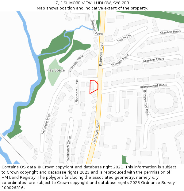 7, FISHMORE VIEW, LUDLOW, SY8 2PR: Location map and indicative extent of plot